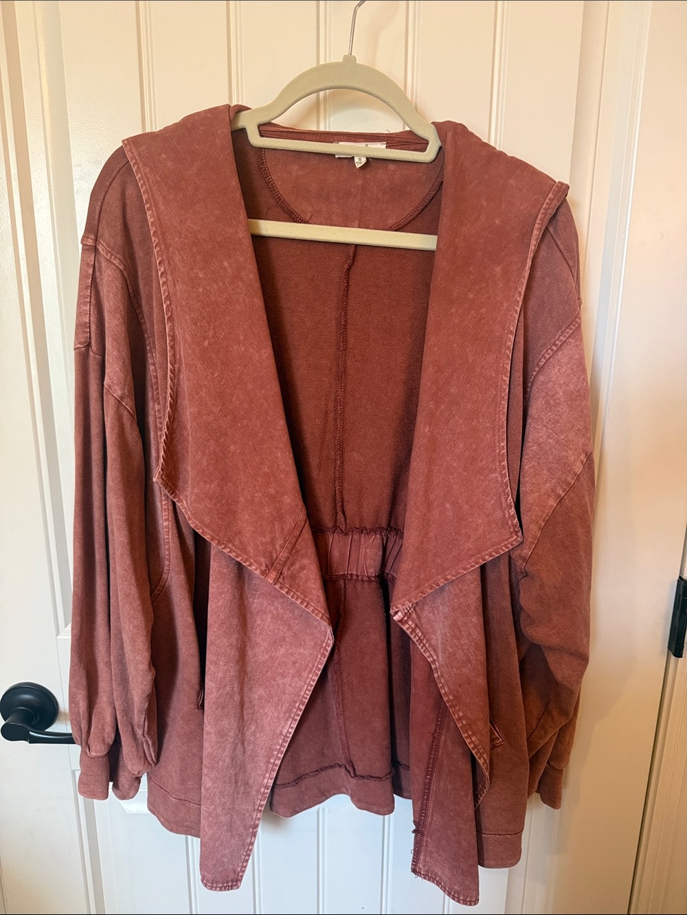 easel mineral Washed Rust Open-Front Cardigan Jacket